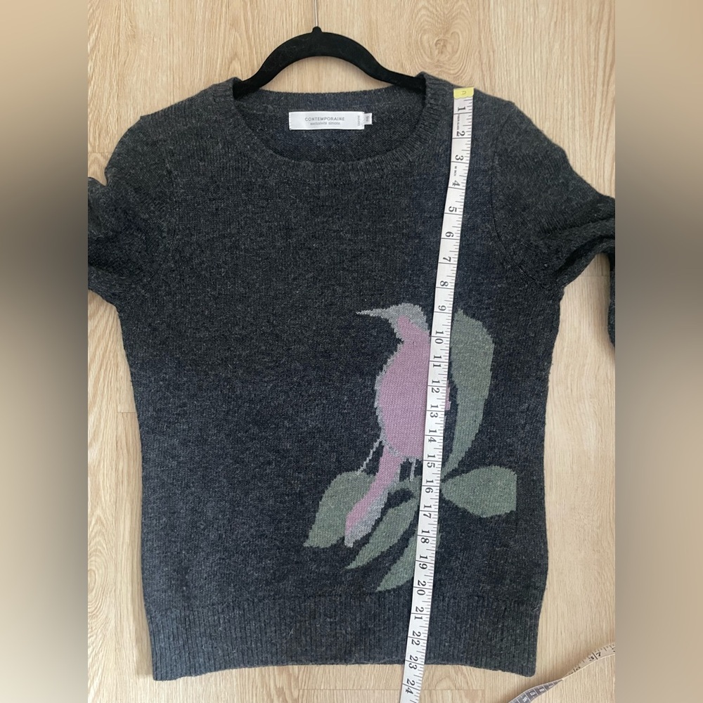 Gray Bird Sweater S Cottagecore Cozy Academia Soft Girl Knit - Picture 8 of 11